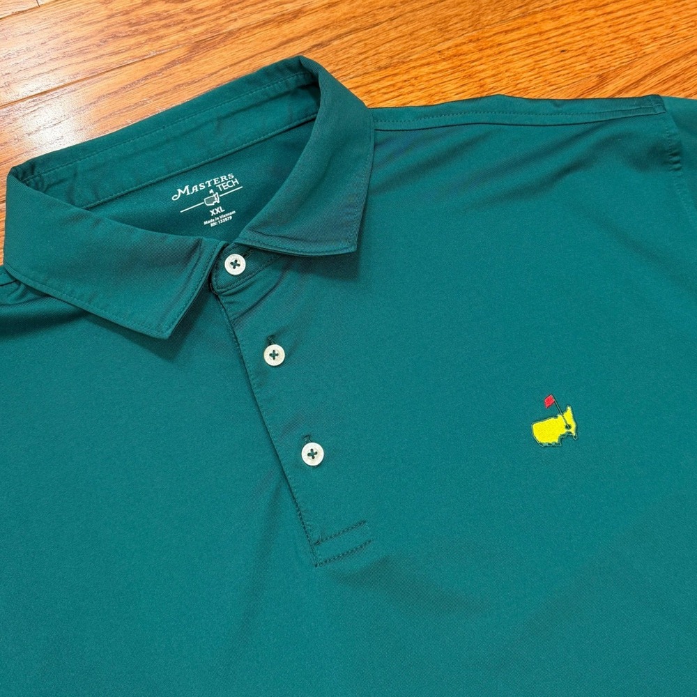 Masters Tech Golf Polo Shirt Mens 2XL Green Stretch Performance Augusta National